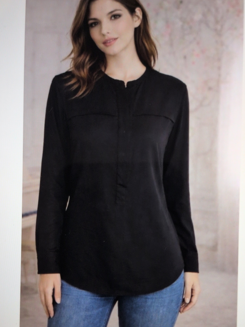 J. Crew  Black Crepe Long Tunic Blouse